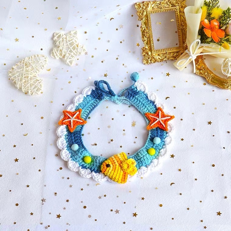 Handmade Fish Cat Collar Star Cat Collar Tie Up Pet Collar