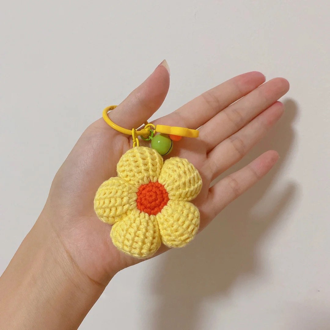 Crochet Flower Keychain Handmade KeyRing