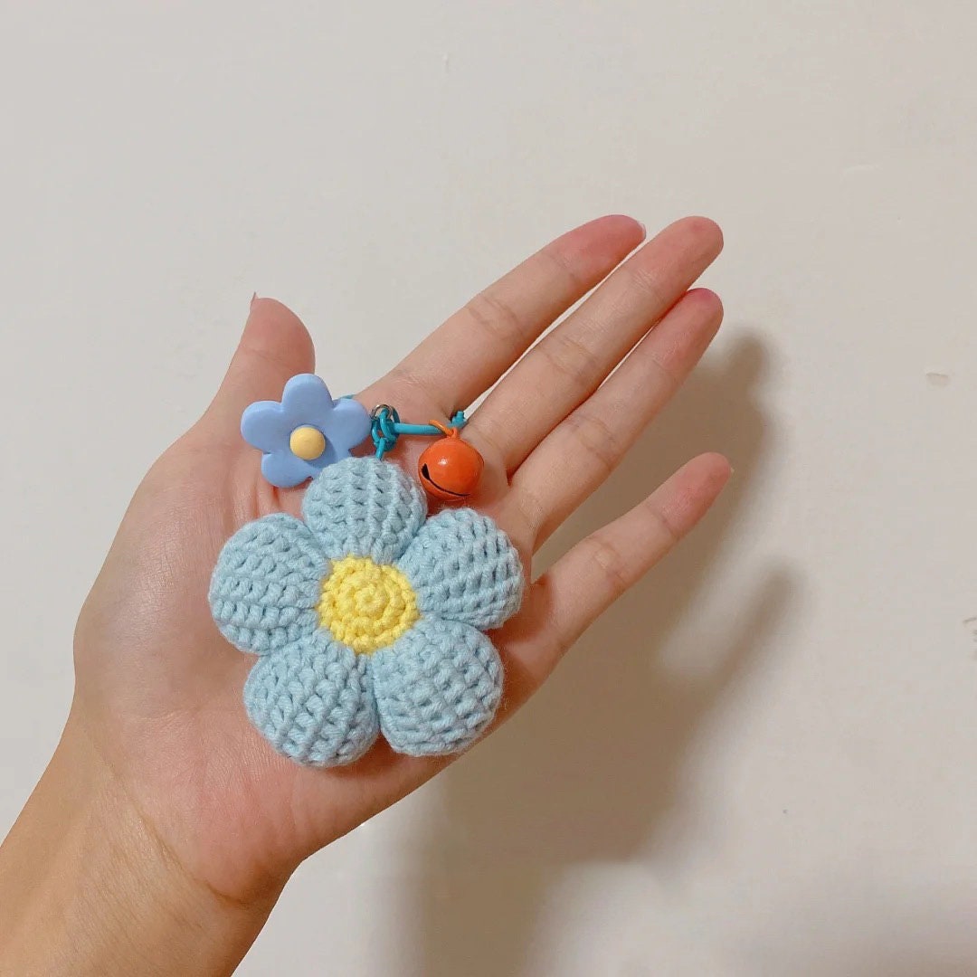 Crochet Flower Keychain Handmade KeyRing