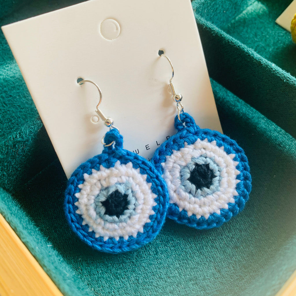 Crochet Evil Eye Earrings unique Design