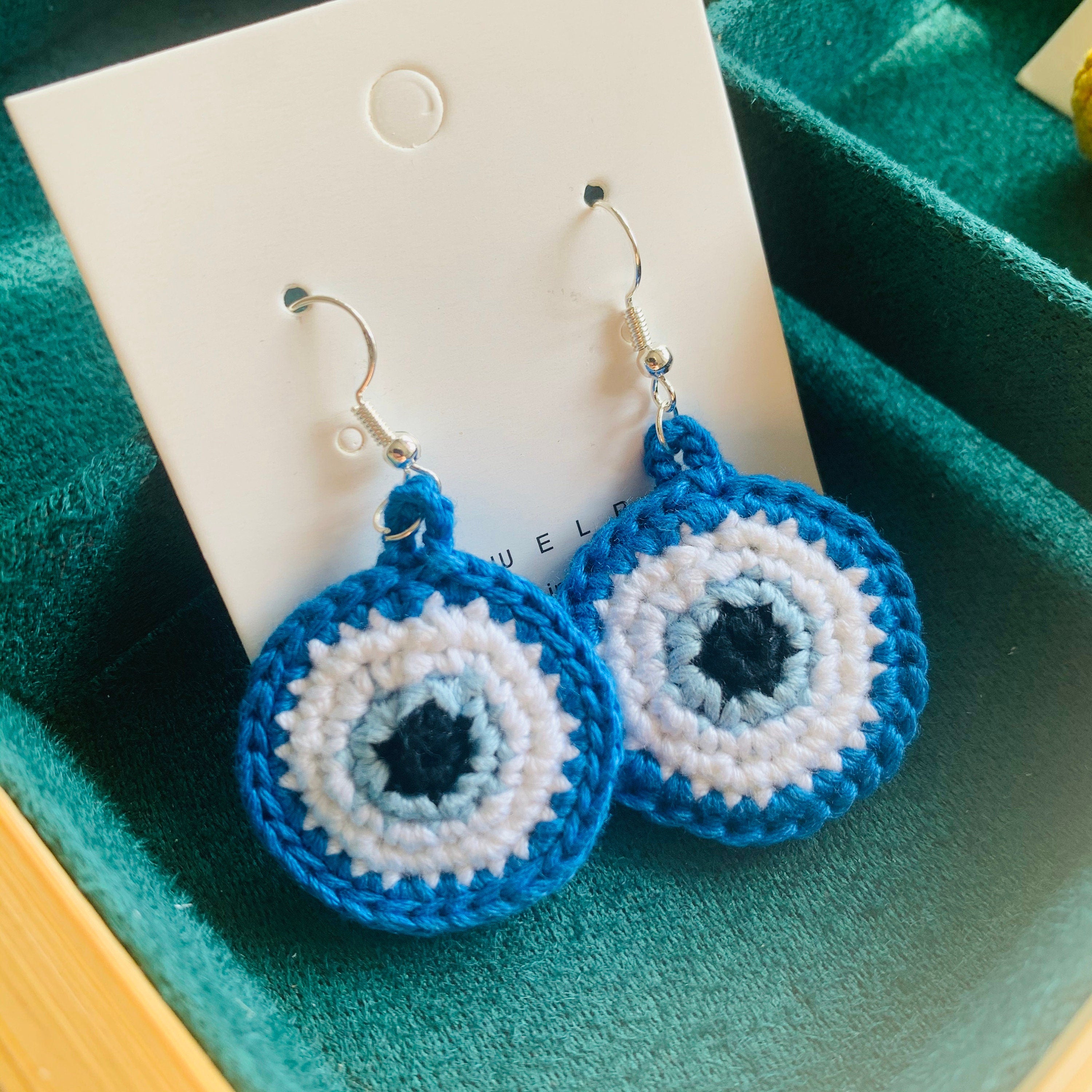 Crochet Evil Eye Earrings unique Design