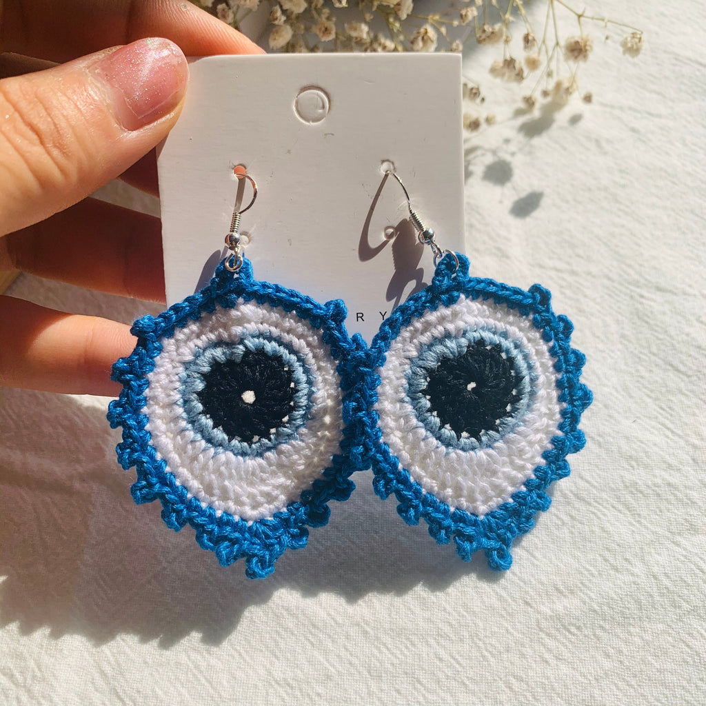 Crochet Evil Eye Earrings unique Design