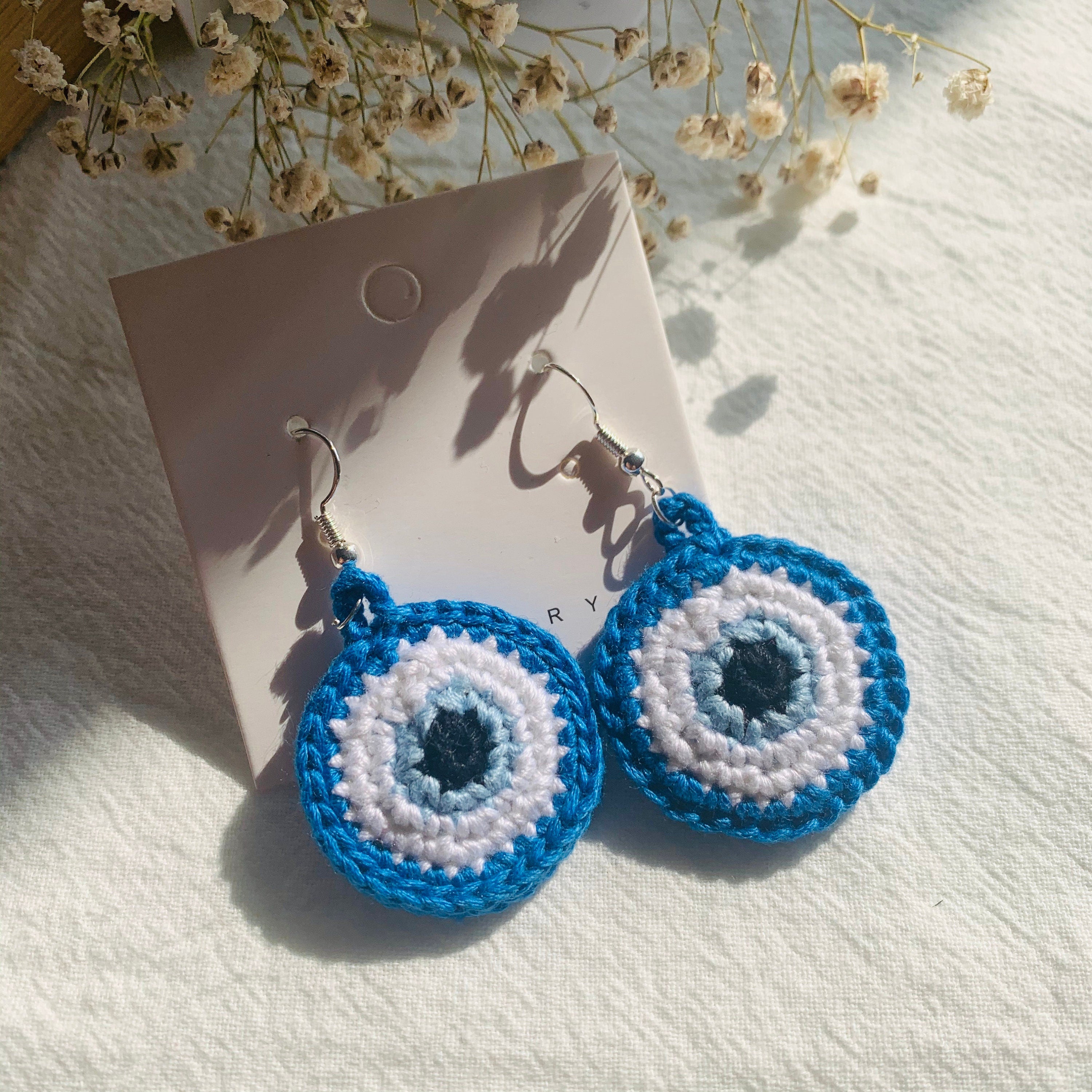 Crochet Evil Eye Earrings unique Design