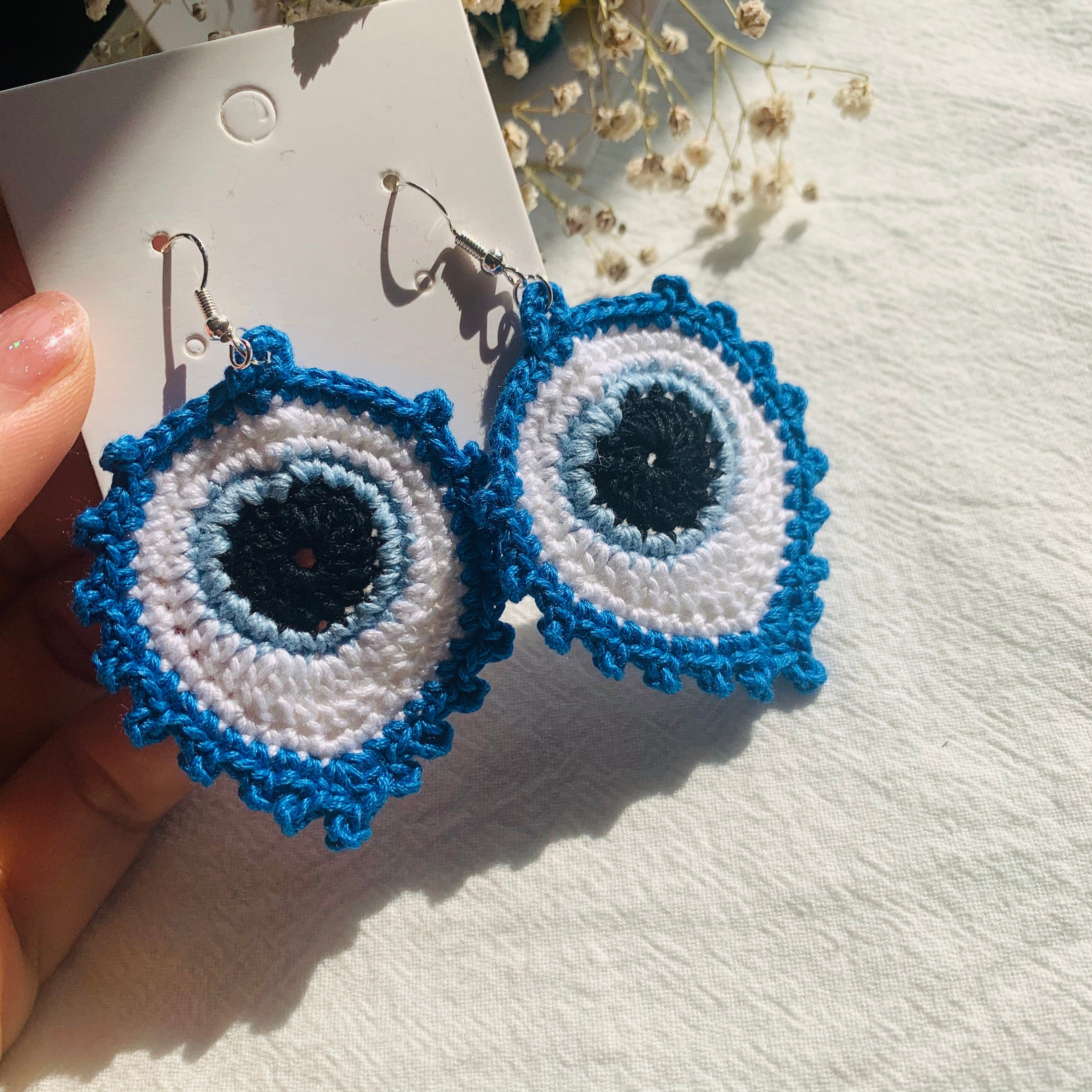 Crochet Evil Eye Earrings unique Design