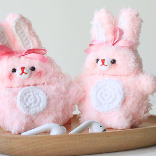 Pink Rabbit Plush Airpod Cases